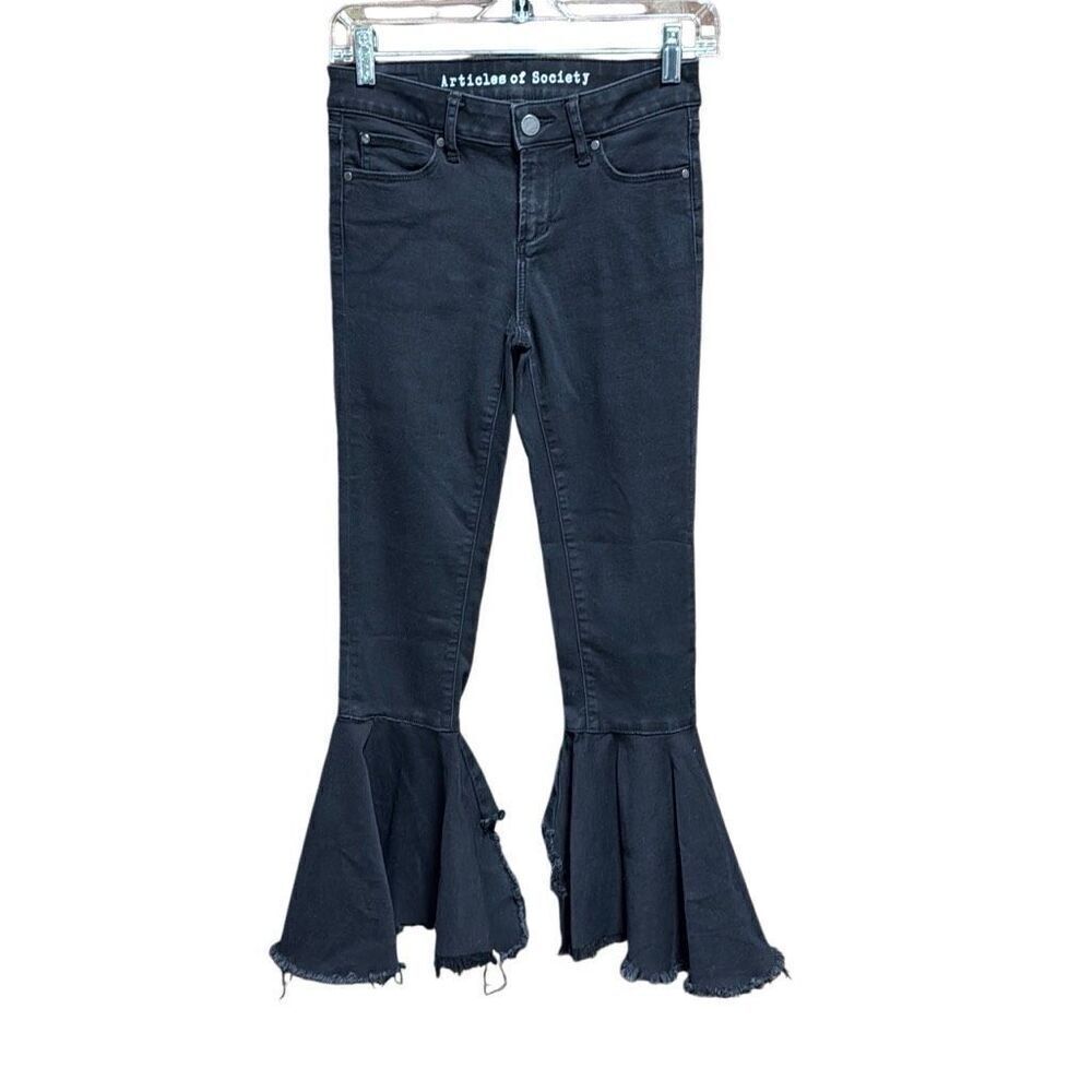 Articles of Society Women’s Suzie Lucia Step Crop Flare Black Jeans Size 24